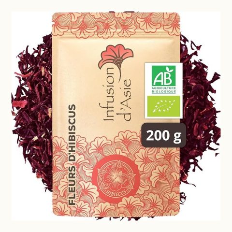 Organic hibiscus flower infusion by Infusion d’Asie