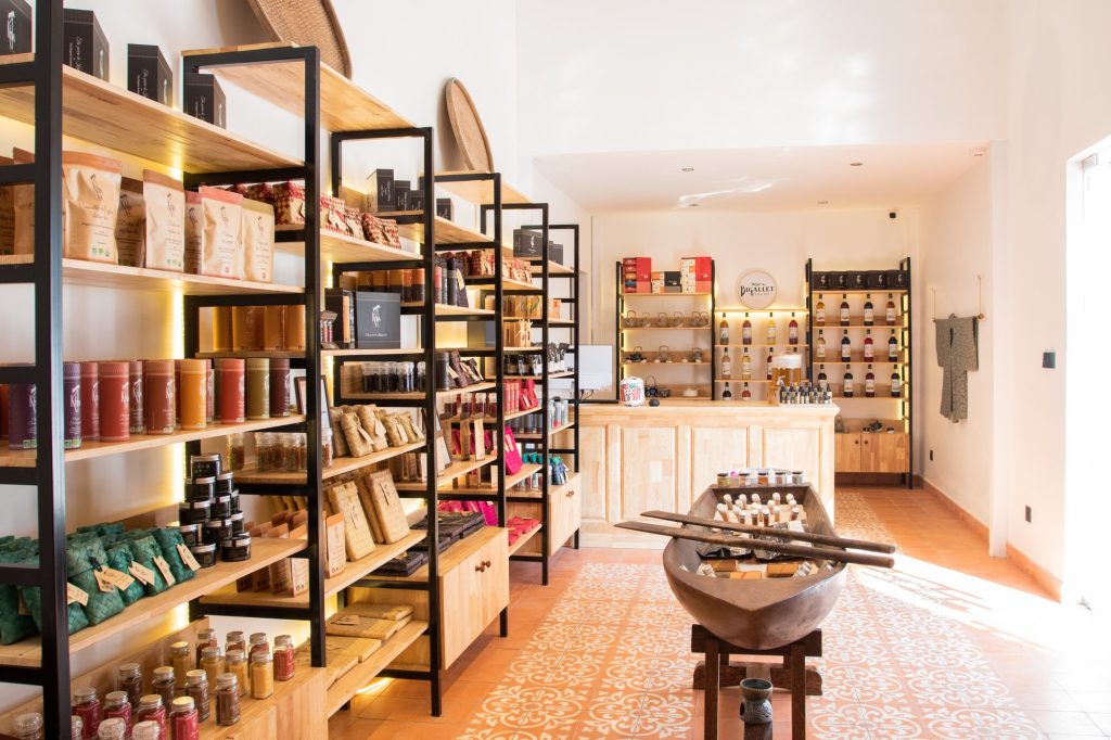 Shelves of our Phnom Penh shop