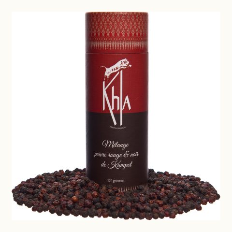 Organic black and red Kampot pepper, 120 g tube