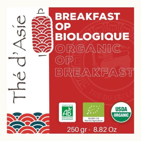 Organic breakfast OP black tea, 250 g kraft bag