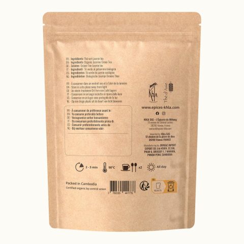Organic jasmine green tea, 80 g kraft bag