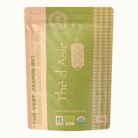 Organic jasmine green tea, 80 g kraft bag