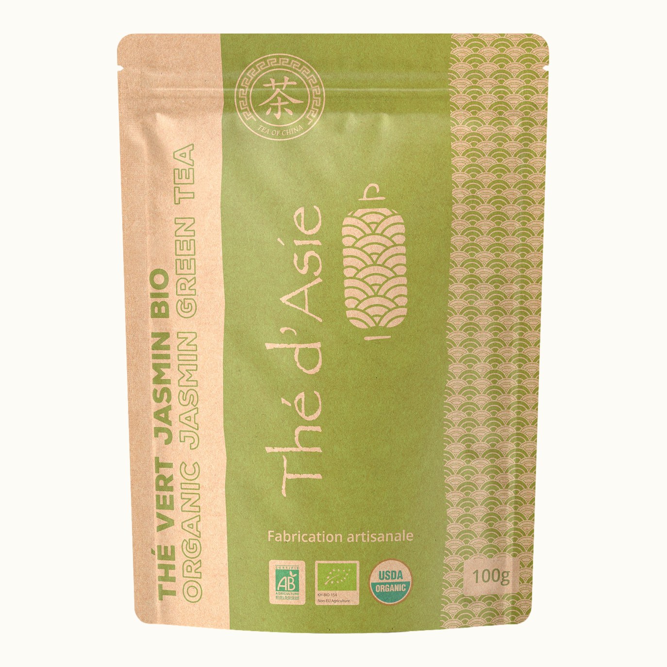 Organic jasmine green tea, 80 g kraft bag