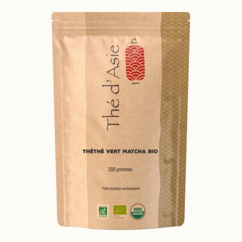 Organic matcha green tea, 200 g kraft bag